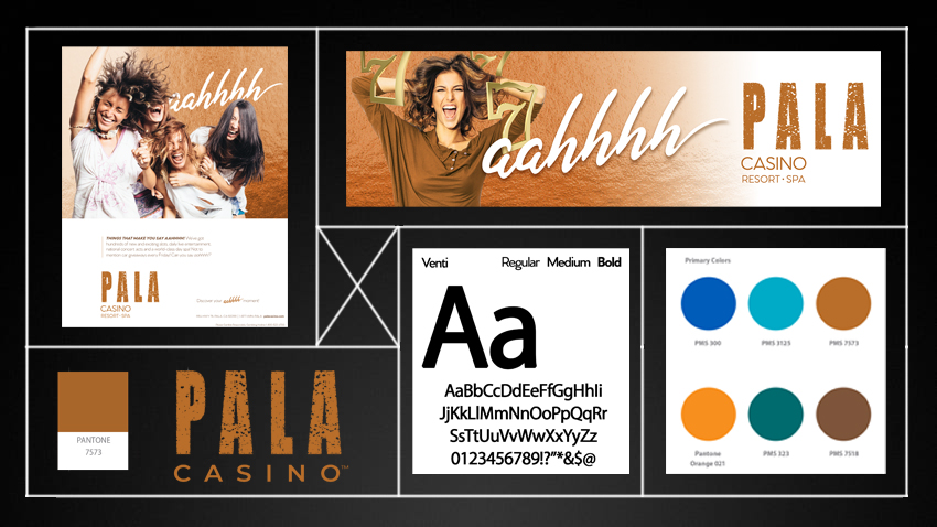 Example of the brand board designed for Pala's aahhhh moments branding campaign